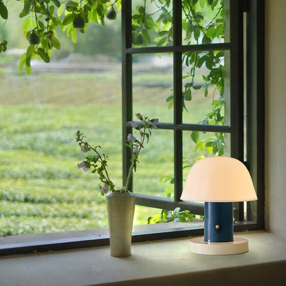 Rechargeable Table Lamp | Cordless Mushroom Bedside Lamp for Bedroom, Living Room & Dining | Touch Dimmable LED, Navy, Brick Red, Rose Red or Sand