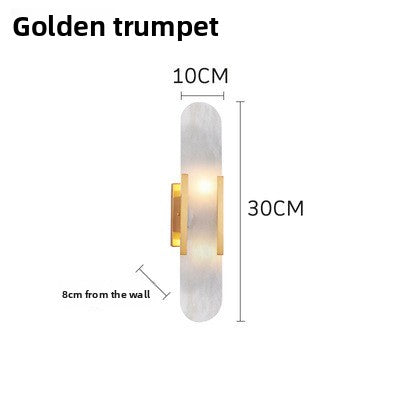 Wall Light | LED Capsule Wall Lamp for Bedside, Living Room, Hallway & TV Wall | Stone-Effect Resin Shade, Black or Gold, 30cm or 50cm, Warm White