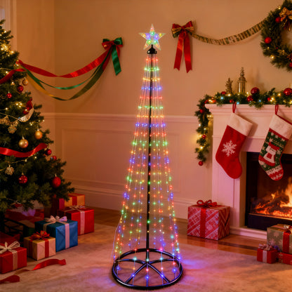 Rotating LED Cone Christmas Tree Lights with Star for Garden, Porch & Driveway – photo 4