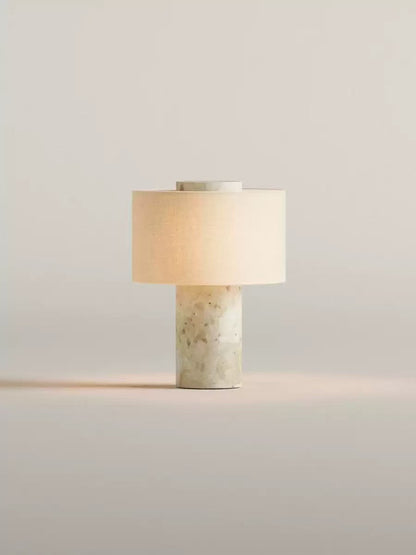 Rechargeable Table Lamp | Cordless Marble Bedside Lamp with Linen Drum Shade for Bedroom, Living Room & Dining | Touch Dimmable LED, 4 Finishes