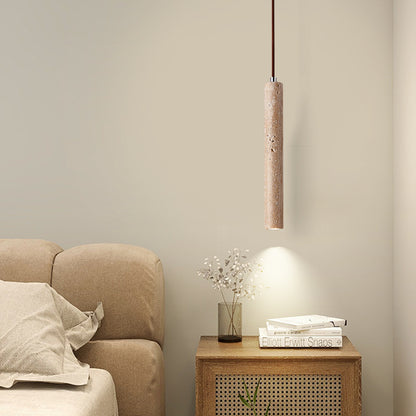 Pendant Light | Travertine Stone Ceiling Lamp for Dining Table, Kitchen Island & Bedside | Wood or Walnut Plate, Single or Double, 28cm or 40cm