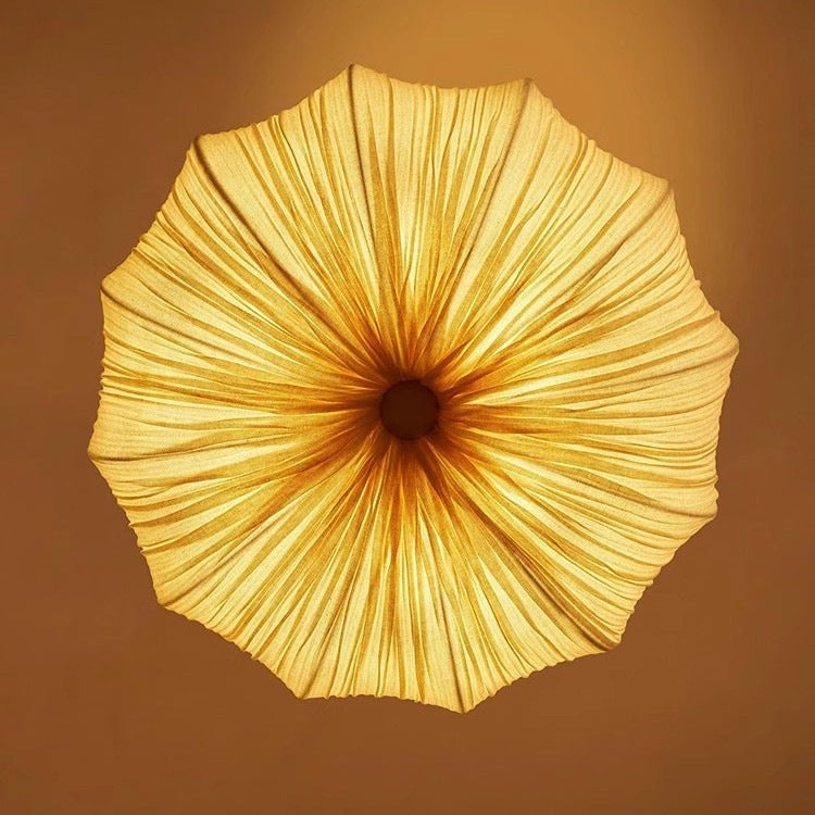 Pendant Light | Pleated Fabric Lotus Ceiling Lamp for Dining Room, Bedroom, Living Room & Hallway | Japanese Cloth Shade, Warm White LED, 40cm