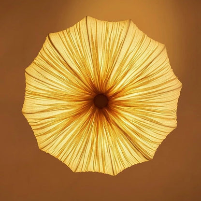 Pendant Light | Pleated Fabric Lotus Ceiling Lamp for Dining Room, Bedroom, Living Room & Hallway | Japanese Cloth Shade, Warm White LED, 40cm