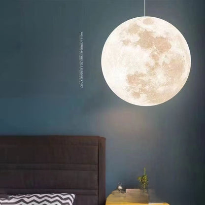 Pendant Light | Moon Globe Ceiling Lamp for Bedroom, Children's Room, Hallway & Dining | LED Sphere 20cm, 25cm or 30cm, Warm White or 3-Colour