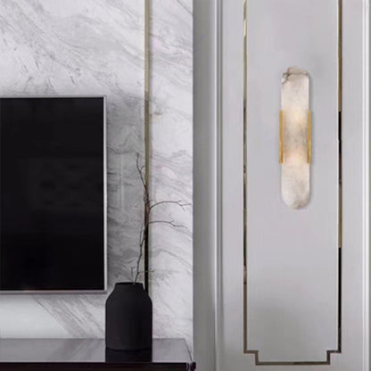 Wall Light | LED Capsule Wall Lamp for Bedside, Living Room, Hallway & TV Wall | Stone-Effect Resin Shade, Black or Gold, 30cm or 50cm, Warm White