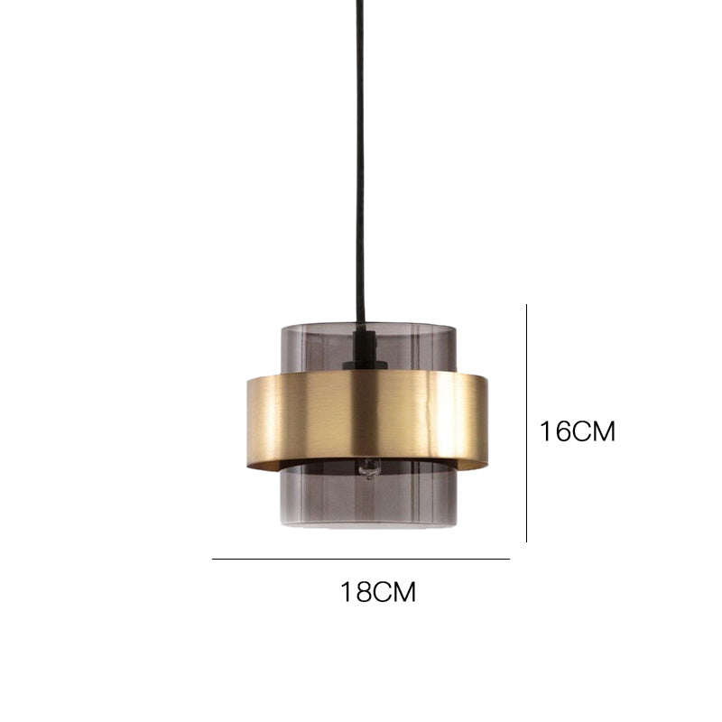 Smoked glass and gold band pendant light – product detail 6