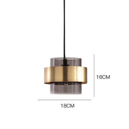 Smoked glass and gold band pendant light – product detail 6