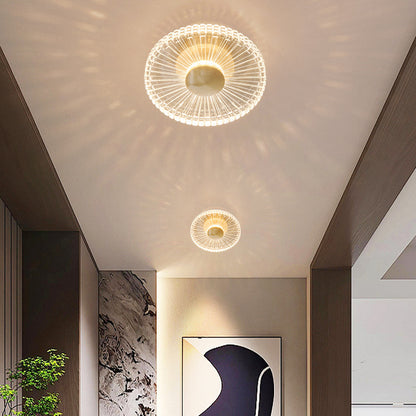Ceiling Light | Small Crystal-Effect Flush LED Light for Hallway, Landing, Wardrobe & Porch | Gold-Tone Copper, 3 Light Colours, 18cm