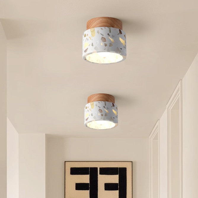 Terrazzo and wood flush ceiling light – product detail 2
