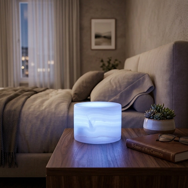 Marble Night Light | Natural Stone Touch Lamp with Wireless Phone Charger for Bedside | USB, 2-Colour or Colour-Changing, Jade or Grey, 8 or 10cm