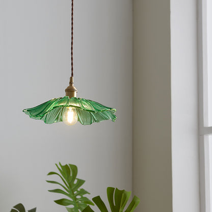 Ribbed glass lotus pendant light – product detail 3