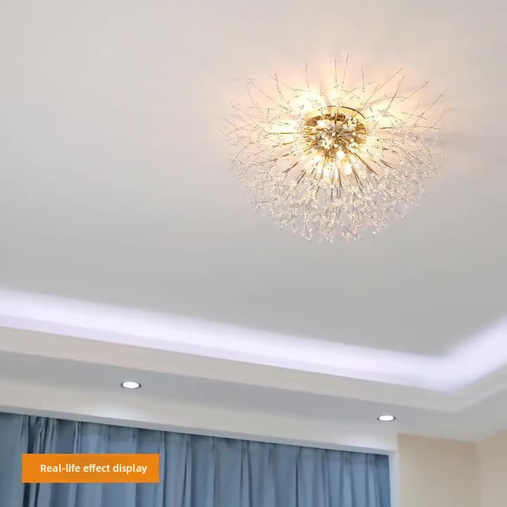 Ceiling Light | Crystal Firework Semi Flush Chandelier for Living Room, Bedroom & Dining | Gold Sputnik, 4 to 8 Heads, Warm or 3-Colour LED, 40–70cm