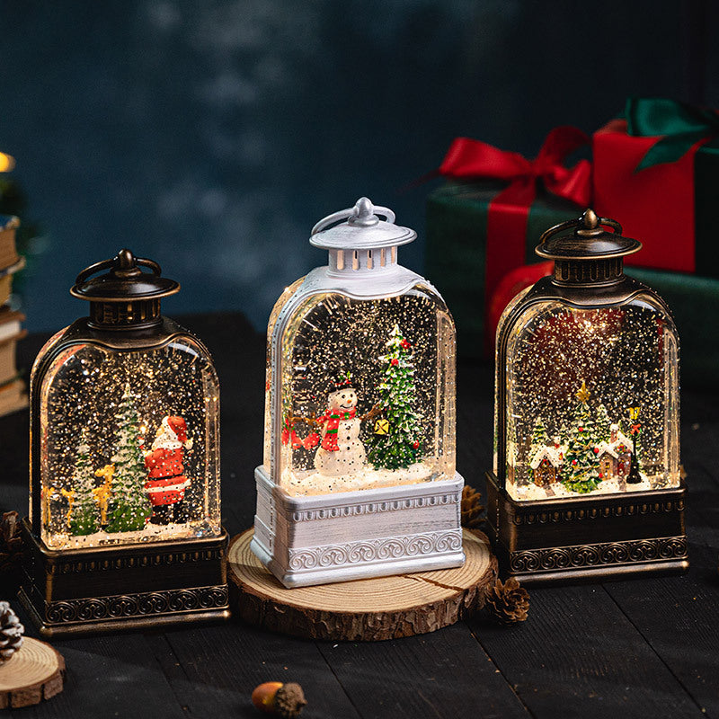 Large Light Up Christmas Snow Globe with Swirling Glitter for Mantelpiece & Table