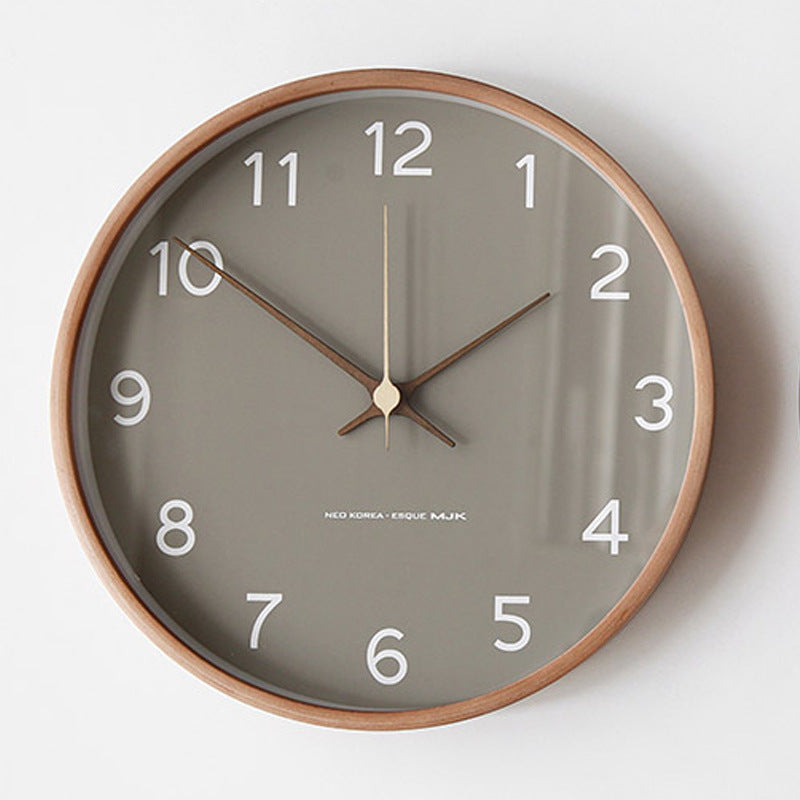 Large Wall Clock | Nordic Solid Wood Wall Clock for Living Room, Kitchen, Bedroom & Office | Round Wooden Frame, White or Grey, 30cm, 35cm or 40cm