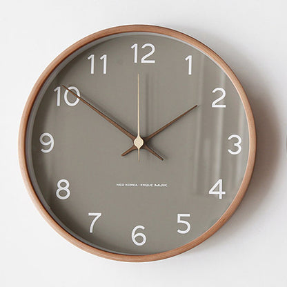 Large Wall Clock | Nordic Solid Wood Wall Clock for Living Room, Kitchen, Bedroom & Office | Round Wooden Frame, White or Grey, 30cm, 35cm or 40cm