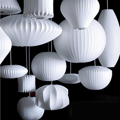 Pendant Light | Fabric Shade Ceiling Lamp for Dining Room, Bedroom & Living Room | Japandi Cloth Shade, Ball, UFO, Bucket, Hourglass or Peach, 30–50cm