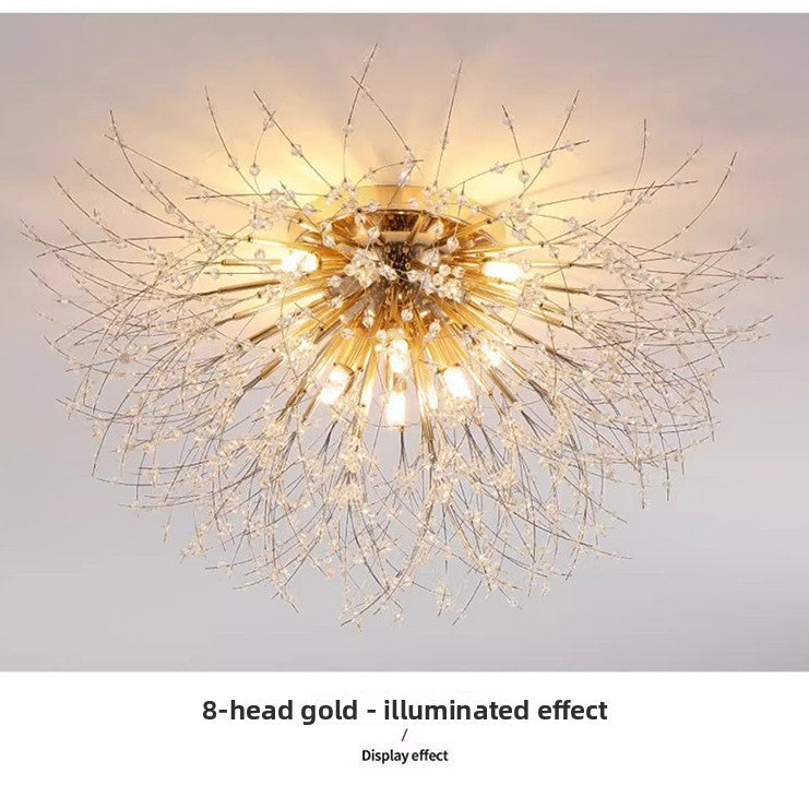 Ceiling Light | Crystal Firework Semi Flush Chandelier for Living Room, Bedroom & Dining | Gold Sputnik, 4 to 8 Heads, Warm or 3-Colour LED, 40–70cm