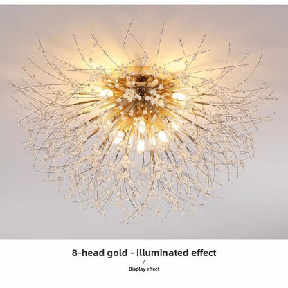 Ceiling Light | Crystal Firework Semi Flush Chandelier for Living Room, Bedroom & Dining | Gold Sputnik, 4 to 8 Heads, Warm or 3-Colour LED, 40–70cm