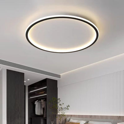 LED Ceiling Light | Ultra-Thin Round Ring Flush Mount for Living Room, Bedroom & Kitchen | Black or White, 3-Colour or Remote Dimmable, 40, 50 or 60cm