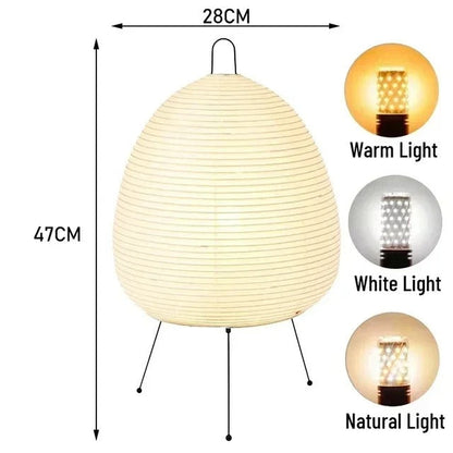 Wabi sabi paper bedside table lamp Japanese warm glow bedroom