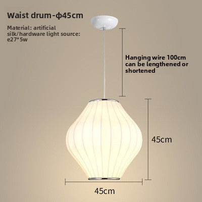 Pendant Light | Fabric Shade Ceiling Lamp for Dining Room, Bedroom & Living Room | Japandi Cloth Shade, Ball, UFO, Bucket, Hourglass or Peach, 30–50cm