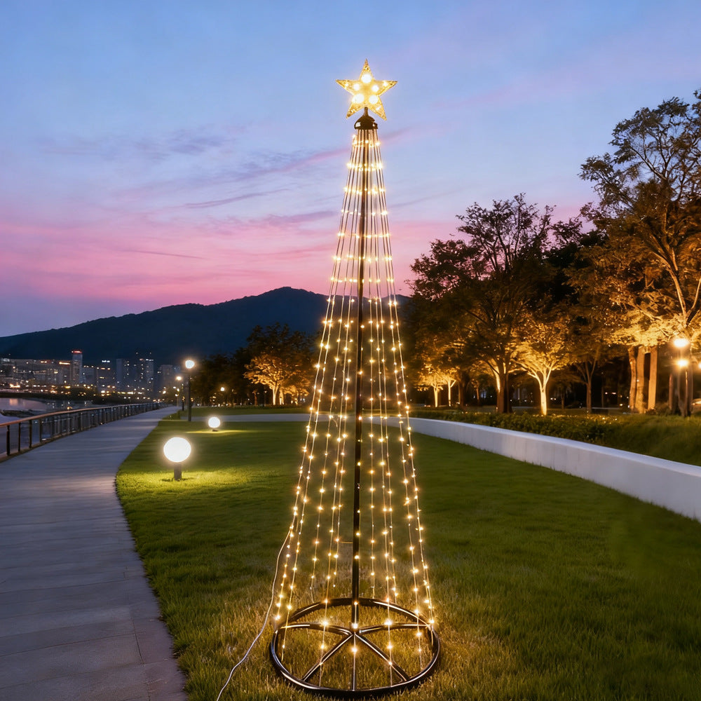 Rotating LED Cone Christmas Tree Lights with Star for Garden, Porch & Driveway – photo 3