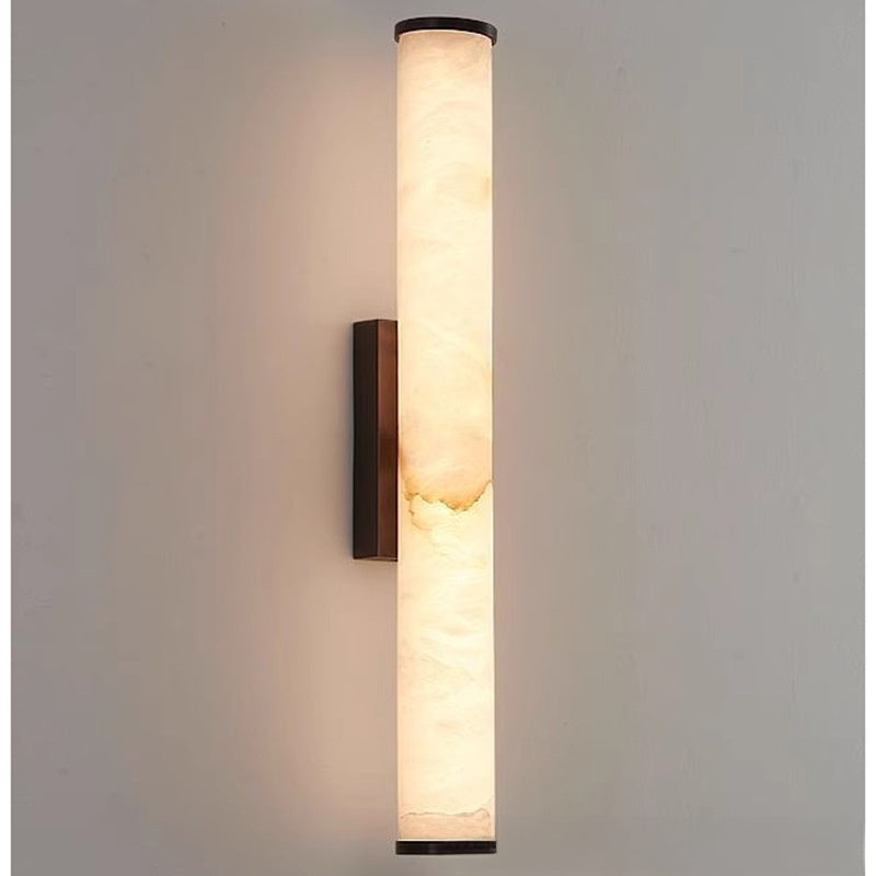 Wall Light | Marble-Effect Linear Wall Lamp for Bedside, Living Room, Hallway & Stairs | LED Sconce, Black or Gold Iron, 30cm to 80cm
