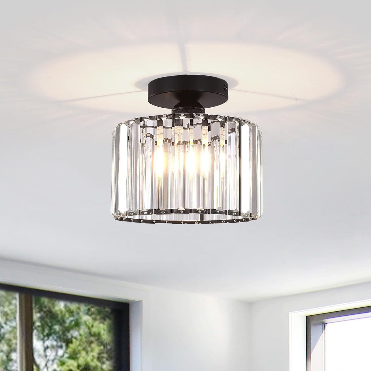 Crystal drum flush ceiling light – product detail 1