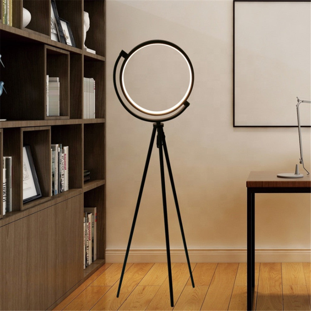 Floor Lamp | Modern LED Ring Corner Lamp for Living Room, Bedroom & Reading Nook | Tripod Stand with Foot Switch, 150cm, Black, White or Gold