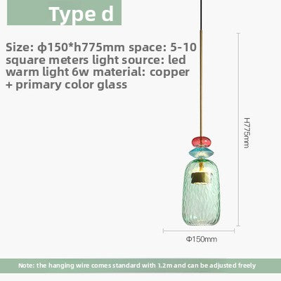 Pendant Light | Coloured Glass Mini Pendant for Kitchen Island, Dining Table & Bedside | Ribbed Red, Green or Amber Glass, LED Included