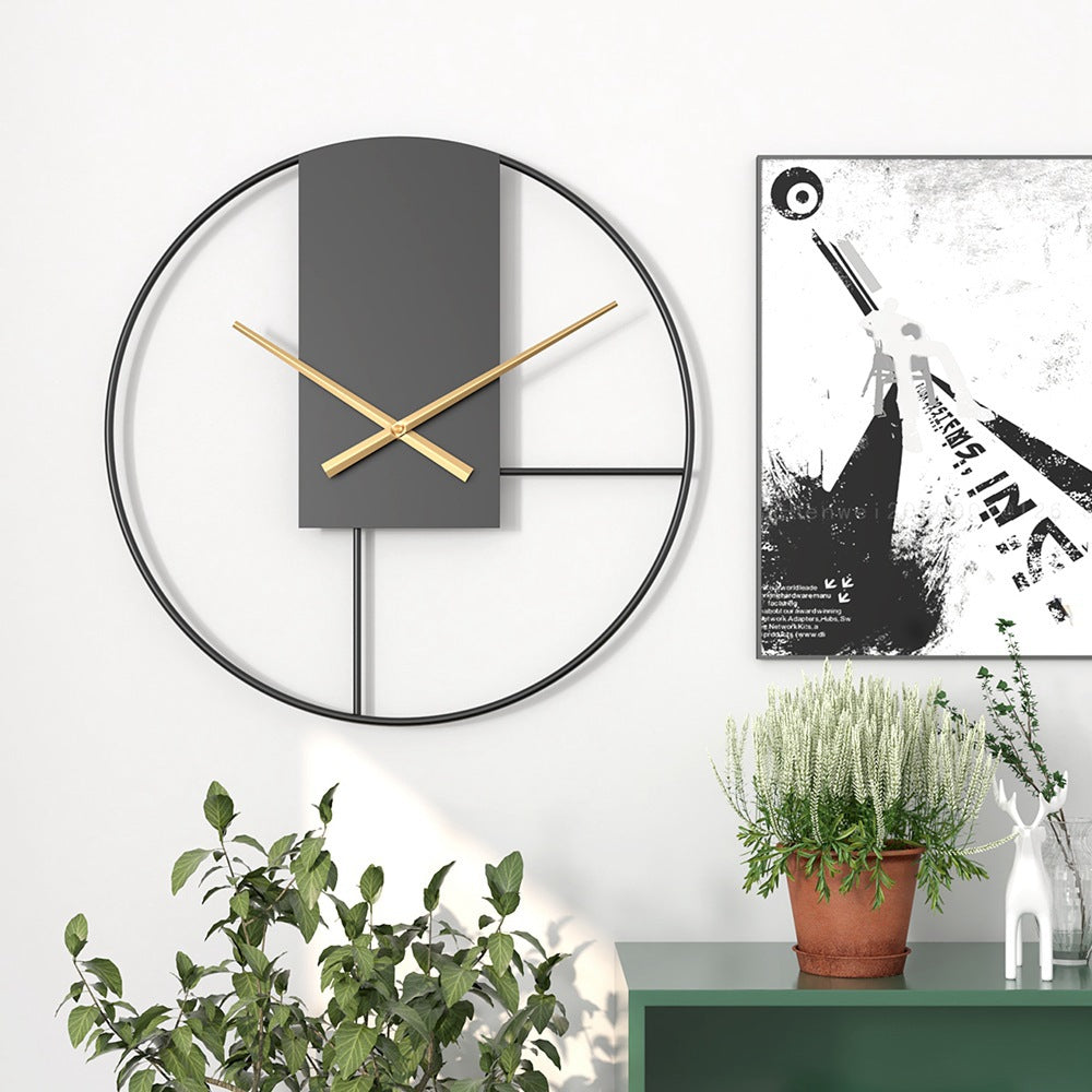 Wall Clock | Large Silent Non-Ticking Metal Clock for Living Room, Kitchen, Bedroom & Office | Minimalist Black & Gold, 40cm or 50cm, Battery