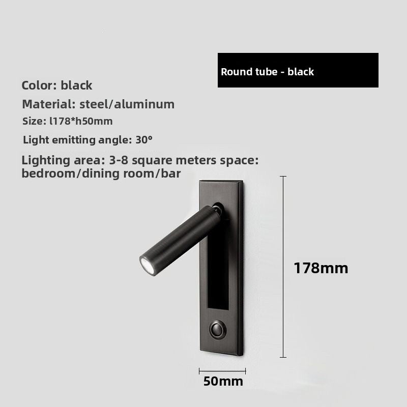 Bedside Reading Light | Adjustable LED Wall Mounted Reading Lamp for Bedroom, Hotel & Study | 360° Rotating Head, Black, Gold or Nickel, 3W Warm