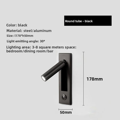 Bedside Reading Light | Adjustable LED Wall Mounted Reading Lamp for Bedroom, Hotel & Study | 360° Rotating Head, Black, Gold or Nickel, 3W Warm