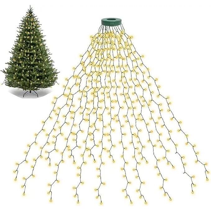 LED waterfall Christmas tree lights – warm white, product view