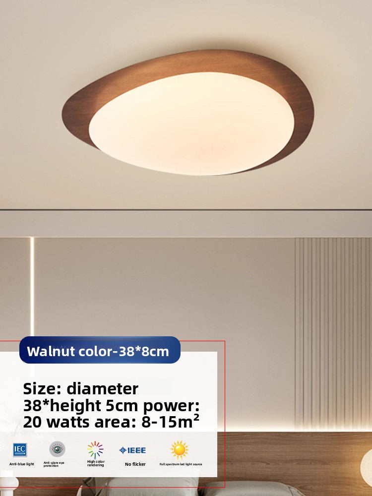 Flush Ceiling Light | Wabi Sabi Pebble LED Ceiling Lamp for Bedroom, Living Room & Study | Cream, Walnut or Wood, 38cm or 48cm, Warm or Dimmable