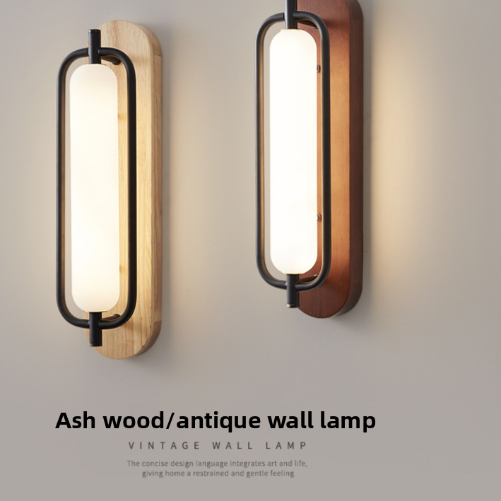 Wall Light | Wood & Black Metal Capsule Sconce for Bedside, Hallway & Living Room | Natural or Walnut, 18W LED, 3 Light Colours, 44cm