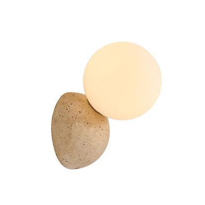 Natural Stone & Glass Wabi-Sabi Wall Lamp for Bedroom, Bedside, Hallway & Living Room – photo 5