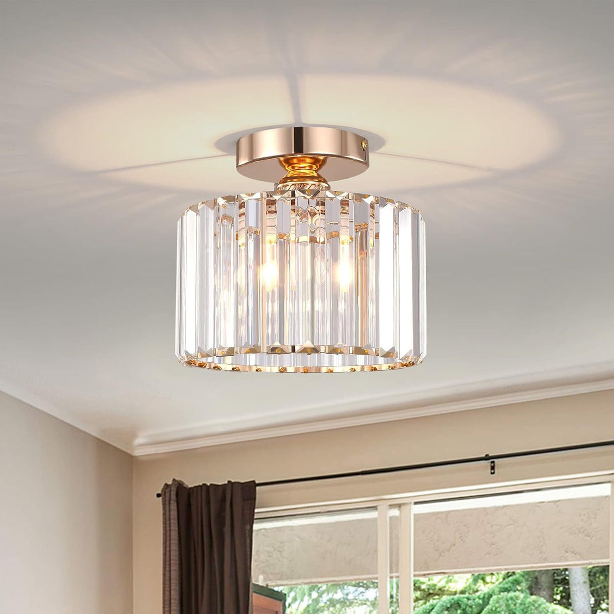 Crystal drum flush ceiling light – product detail 3