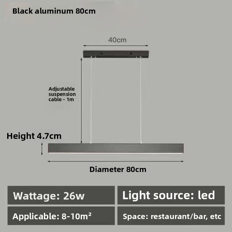 Linear Pendant Light | Modern LED Bar Ceiling Lamp for Dining Table, Kitchen Island & Office | Black or Walnut, 60cm or 80cm, Warm White or 3-Colour