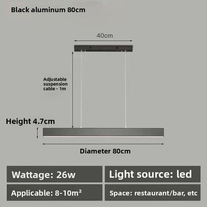 Linear Pendant Light | Modern LED Bar Ceiling Lamp for Dining Table, Kitchen Island & Office | Black or Walnut, 60cm or 80cm, Warm White or 3-Colour