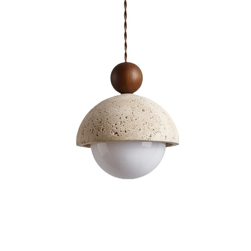 Travertine stone dome pendant light – product detail 3