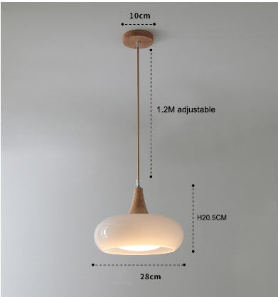 Dimension diagram – Single Milk White, 28cm shade