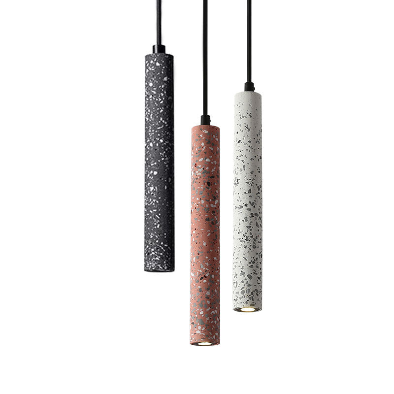 Terrazzo tube pendant lights – black, white and pink – product view