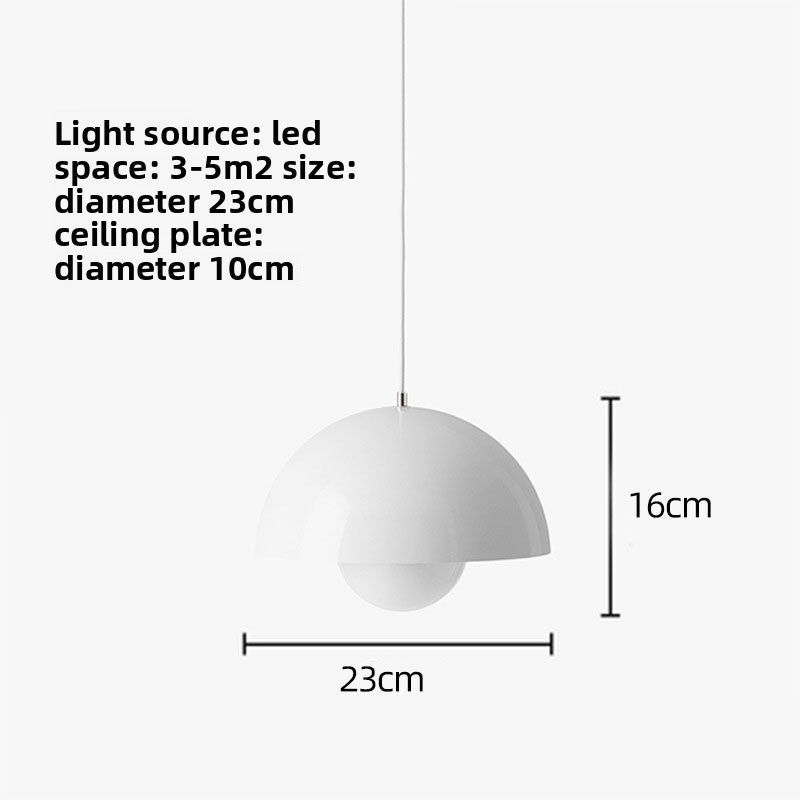 Pendant Light | Nordic Dome Ceiling Lamp for Kitchen Island, Dining Table & Bedside | Metal Bud Shade, Black, White, Grey, Green, Pink or Blue, 23cm