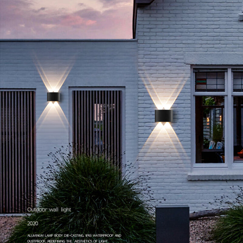 Outdoor Wall Lights | LED Up Down Wall Lamp for Garden, Porch, Patio & Driveway | IP65 Aluminium, Black or White, 2 to 8 Beam Sconce, Warm White