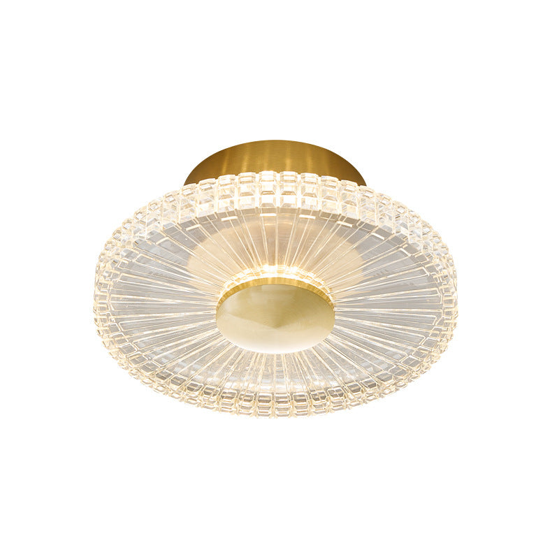 Ceiling Light | Small Crystal-Effect Flush LED Light for Hallway, Landing, Wardrobe & Porch | Gold-Tone Copper, 3 Light Colours, 18cm