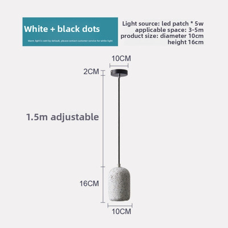 Pendant Light | Concrete Cylinder Mini Pendant for Kitchen Island, Breakfast Bar & Bedside | Speckled Cement Shade, LED Included, 10cm