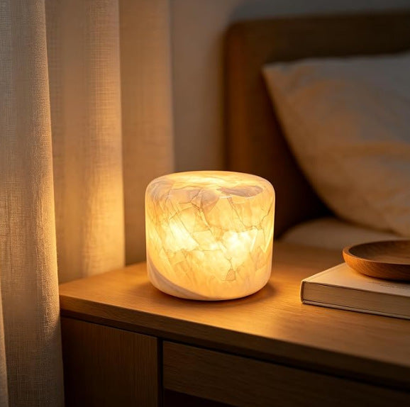 Marble Night Light | Natural Stone Touch Lamp with Wireless Phone Charger for Bedside | USB, 2-Colour or Colour-Changing, Jade or Grey, 8 or 10cm