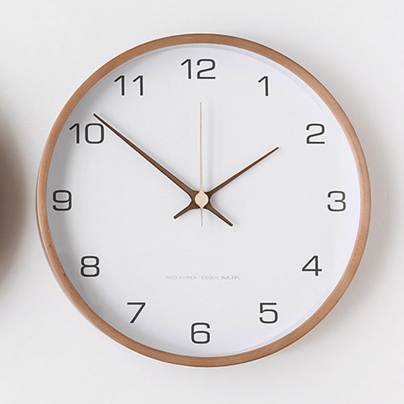 Large Wall Clock | Nordic Solid Wood Wall Clock for Living Room, Kitchen, Bedroom & Office | Round Wooden Frame, White or Grey, 30cm, 35cm or 40cm