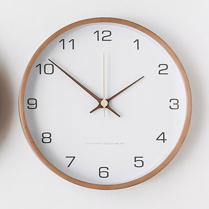 Large Wall Clock | Nordic Solid Wood Wall Clock for Living Room, Kitchen, Bedroom & Office | Round Wooden Frame, White or Grey, 30cm, 35cm or 40cm